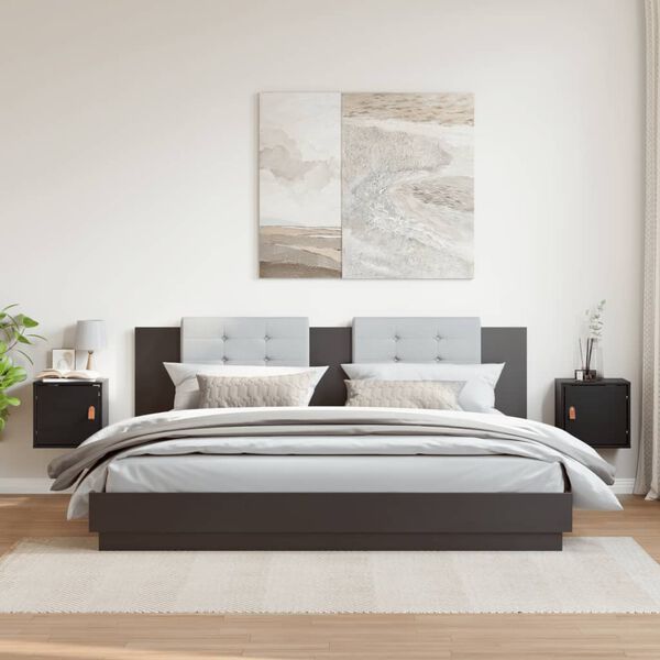 vidaXL Armários de parede 2 pcs 31,5x30x30cm pinho maciço branco preto