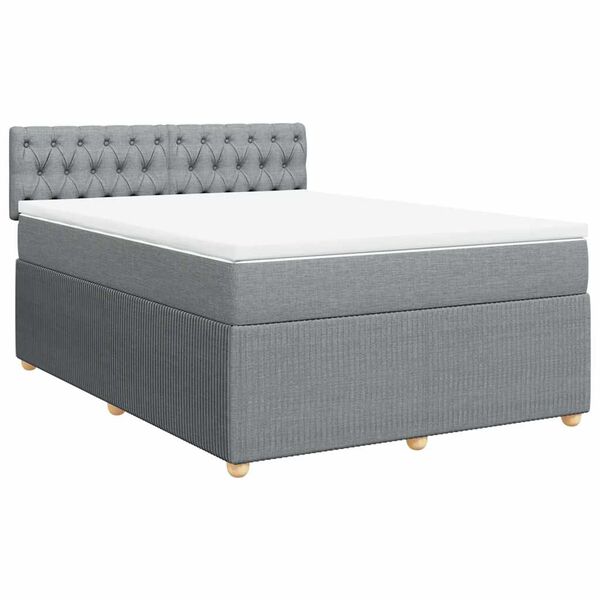 vidaXL Cama com molas/colch&atilde;o 140x190 cm tecido cinzento-claro