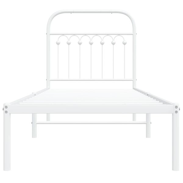 vidaXL Estrutura de cama sem colch&atilde;o com cabeceira 75x190 cm branco
