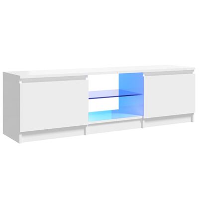 vidaXL Móvel de TV com luzes LED 120x30x35,5 cm branco brilhante