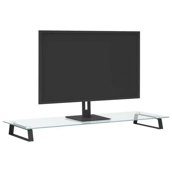 vidaXL Suporte para monitor 100x35x8 cm vidro temperado e metal preto