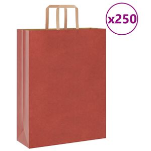 vidaXL Sacos de papel 250 unid com al&ccedil;as vermelhas 32x12x42 cm