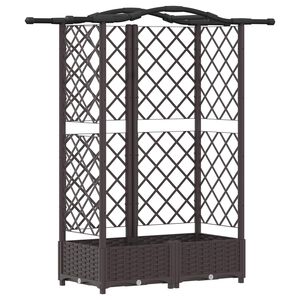 vidaXL Cama Elevada com Treli&ccedil;a e Telhado Castanho 124 x 40 x 123 cm