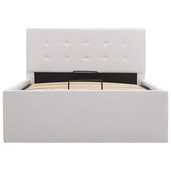 vidaXL Cama hidr&aacute;ulica c/ arruma&ccedil;&atilde;o 100x200cm couro artificial branco
