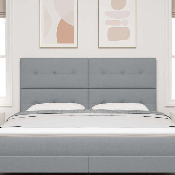 vidaXL Cabeceira LED com cabeceira Cinzento-claro 180 cm Poli&eacute;ster