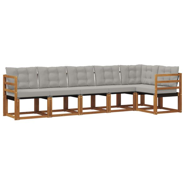 vidaXL Conjunto de Sof&aacute;s para Exterior 6 pcs Cinza Natural e Claro