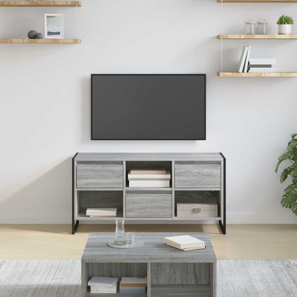 vidaXL Gabinete para TV com gaveta Cinza Sonoma 100 x 36 x 49,5 cm