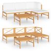 vidaXL 5 pcs conj. lounge de jardim + almofad&otilde;es cor creme teca maci&ccedil;a