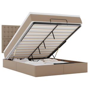 vidaXL Estrutura de cama otomana com colch&atilde;o cappucino 140x190 cm