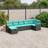 vidaXL 8 pcs conjunto sof&aacute;s de jardim c/ almofad&otilde;es vime PE cinzento