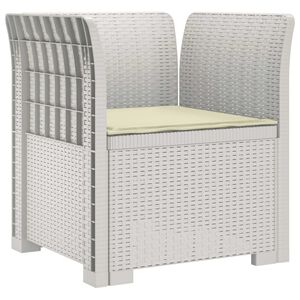 vidaXL Poltrona 1 Lugar com Almofada Look Rattan PP Branco