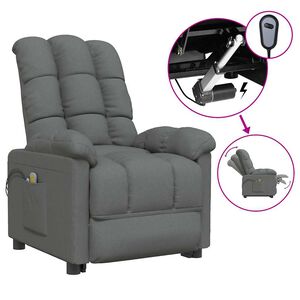 vidaXL Poltrona de massagens el&eacute;trica tecido cinza-escuro