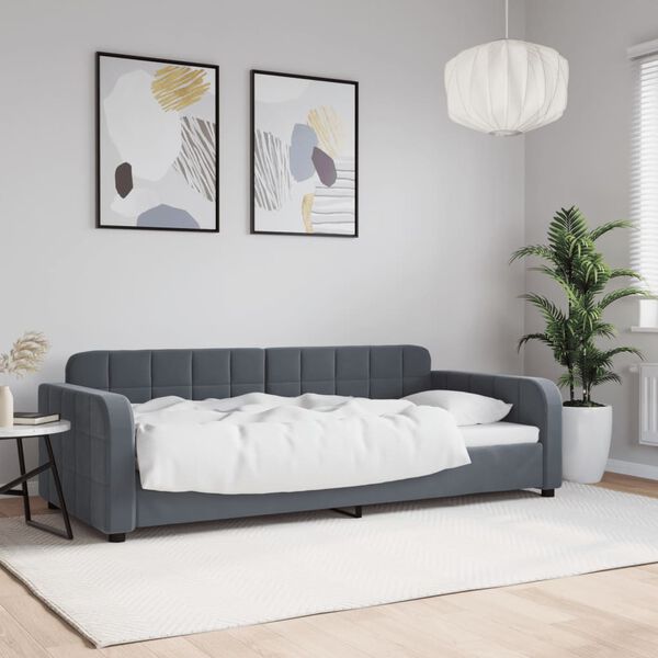 vidaXL Sof&aacute;-cama 90x190 cm veludo cinzento-escuro
