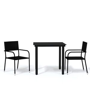 vidaXL 3 pcs conjunto de jantar para jardim preto