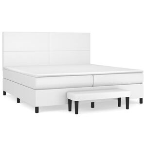 vidaXL Cama com molas/colch&atilde;o 200x200 cm couro artificial branco
