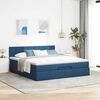 vidaXL Estrutura de cama otomana com colch&atilde;o 160x200 cm tecido azul