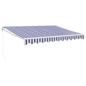 vidaXL Toldo retr&aacute;til 3x2,5 m tecido e alum&iacute;nio azul e branco