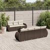 vidaXL 8 pcs conjunto sof&aacute;s de jardim c/ almofad&otilde;es vime PE castanho