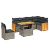 vidaXL 7 pcs conjunto sof&aacute;s p/ jardim c/ almofad&otilde;es vime PE cinzento
