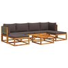 vidaXL Conjunto de sof&aacute;s de jardim vidaXL de 7 pe&ccedil;as com almofadas de madeira de ac&aacute;cia e vime