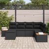 vidaXL Conjunto de Sof&aacute; de Jardim com almofada 6 pcs Preto vime PE
