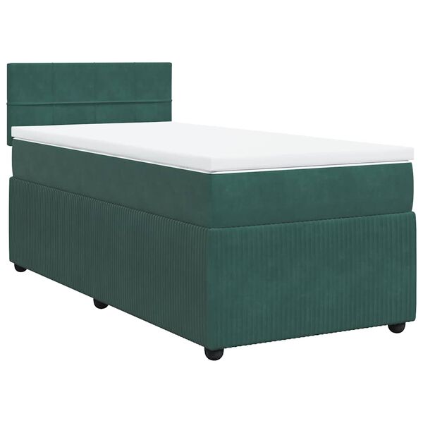 vidaXL Cama com molas/colchão 100x200 cm veludo verde-escuro