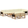 vidaXL Conjunto de Sof&aacute;s para Exterior 9 pcs Natural e Creme