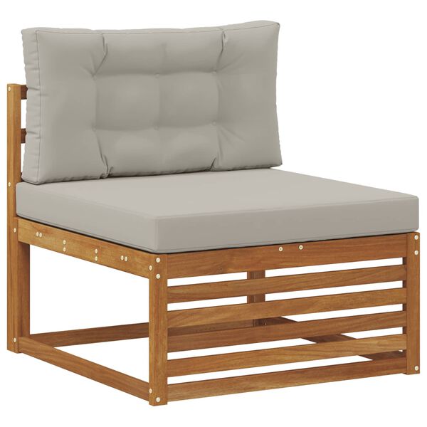 vidaXL Conjuntos de sof&aacute;s com almofada 9 pcs Cinza Natural e Claro