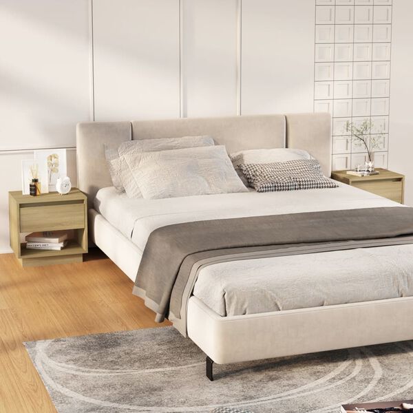 vidaXL Mesas de cabeceira 2 pcs derivados de madeira carvalho sonoma