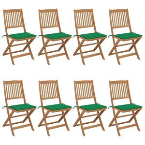 vidaXL Cadeiras de jardim dobr&aacute;veis 8 pcs c/ almofad&otilde;es ac&aacute;cia maci&ccedil;a