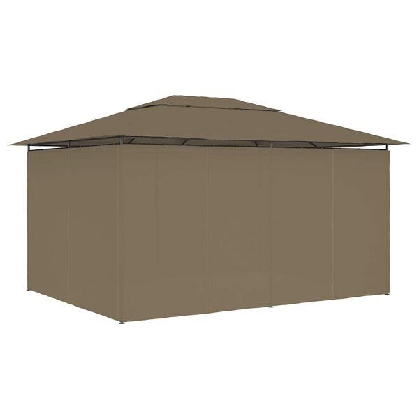 vidaXL Tenda de jardim com cortinas 4x3m 180 g/m² cinzento-acastanhado
