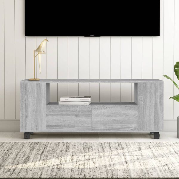 vidaXL M&oacute;vel de TV 120x35x48 cm derivados de madeira cinzento sonoma