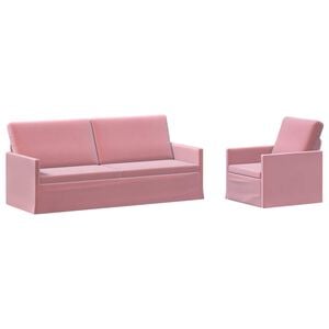 vidaXL Conjunto de Sof&aacute;s 2 pcs Rosa Veludo (V)