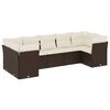 vidaXL 7 pcs conjunto de sof&aacute;s jardim c/ almofad&otilde;es vime PE castanho