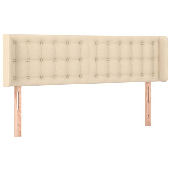 vidaXL Cabeceira de cama c/ abas tecido 147x16x78/88 cm creme