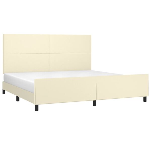 vidaXL Estrutura de cama c/ cabeceira couro artificial 200x200cm creme