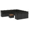 vidaXL 12 pcs conjunto de sof&aacute;s de jardim c/ almofad&otilde;es vime PE preto