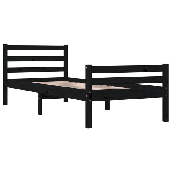 vidaXL Estrutura de cama 90x200 cm madeira maci&ccedil;a preto
