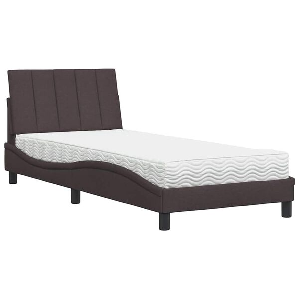 vidaXL Cama com colch&atilde;o Hanko 90x190 cm tecido castanho-escuro