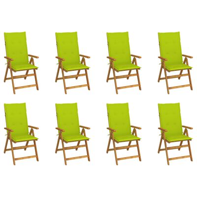 vidaXL Cadeiras de jardim dobráveis c/ almofadões 8 pcs acácia maciça