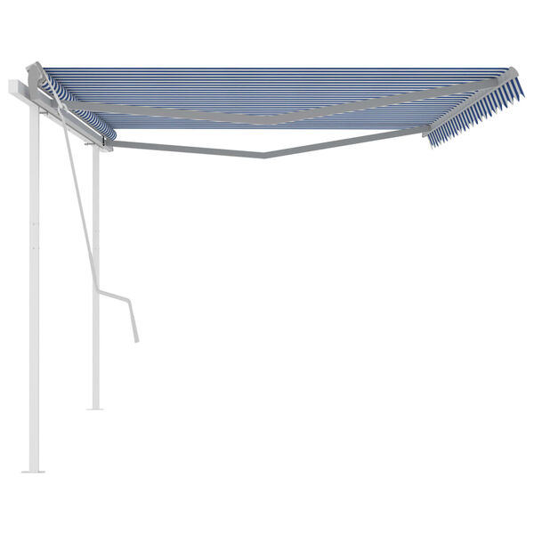 vidaXL Toldo retr&aacute;til manual com postes 5x3 m azul e branco