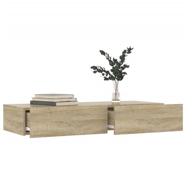 vidaXL M&oacute;vel de TV com luzes LED 90x35x15,5 cm carvalho sonoma