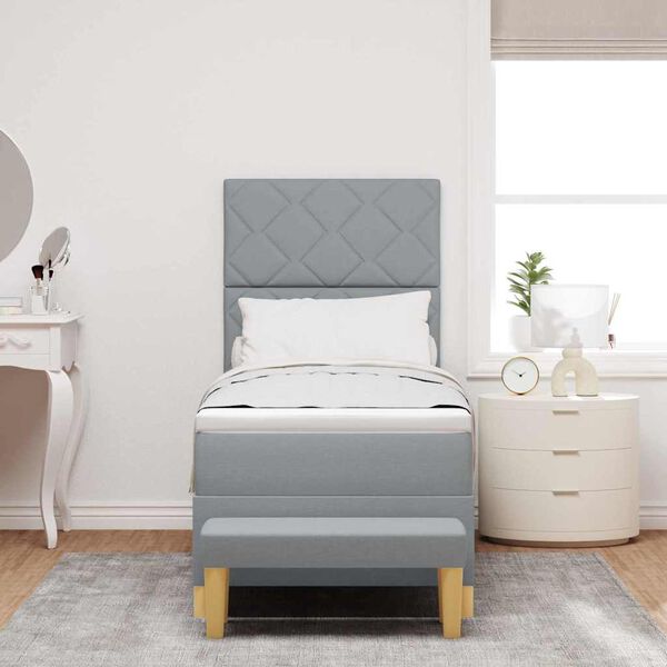 vidaXL Cama Box com colch&atilde;o Cinzento-claro 80 x 200 cm tecido