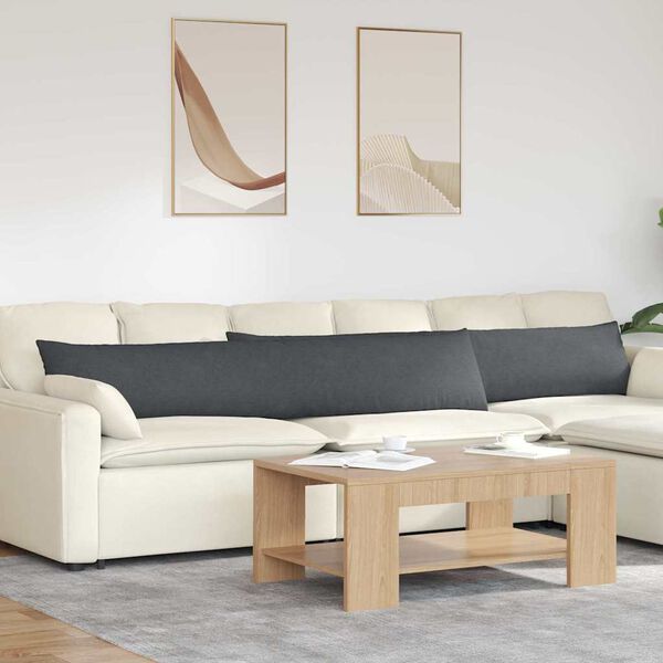 vidaXL Travesseiros de Sof&aacute; 2 pcs Cinza Escuro 200 x 40 cm
