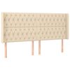 vidaXL Cabeceira de cama c/ abas tecido 183x16x118/128 cm creme