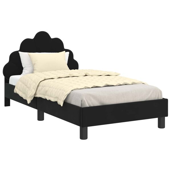 vidaXL Estrutura de Cama Infantil com Cabeceira Preto 80 x 160 cm