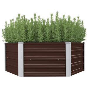 vidaXL Canteiro jardim elevado 129x129x45cm a&ccedil;o galvanizado castanho
