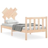 vidaXL Estrutura cama de solteiro pequena c/ cabeceira madeira maciça