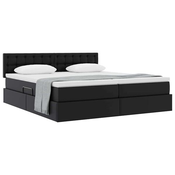 vidaXL Cama com Armazenamento Preto 180 x 200 cm Couro Sint&eacute;tico