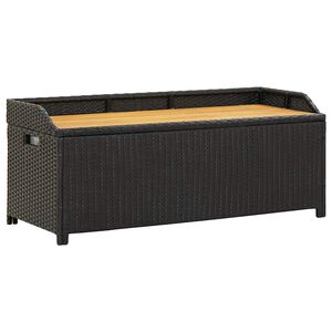 vidaXL Banco de jardim c/ arruma&ccedil;&atilde;o 120 cm vime PE preto